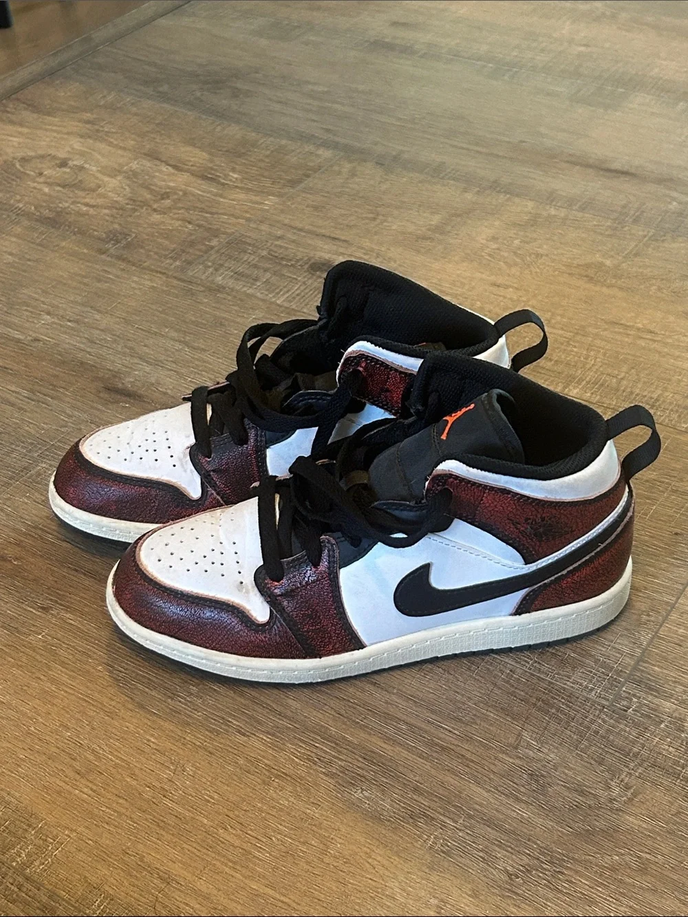 Jordan Kids Black and Red/White High-Top Sneakers